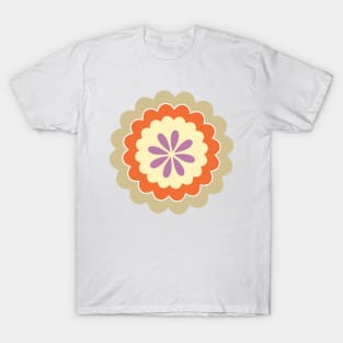 Retro Flower in buttercream, orange, gold and purple T-Shirt